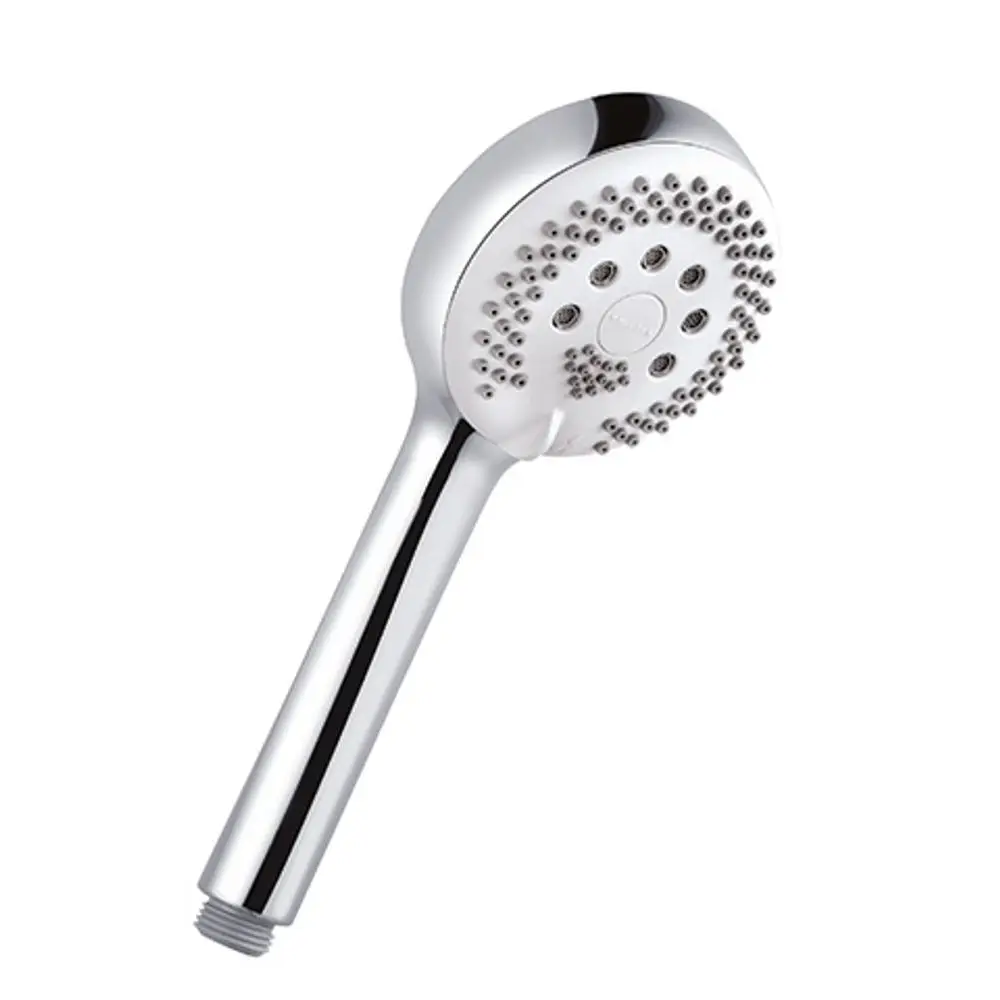 Handbrause von Kludi mit einem runden Kopf und einer glatten, glänzenden Oberfläche. Die Düse besitzt mehrere Wasserstrahloptionen für eine vielseitige Nutzung.